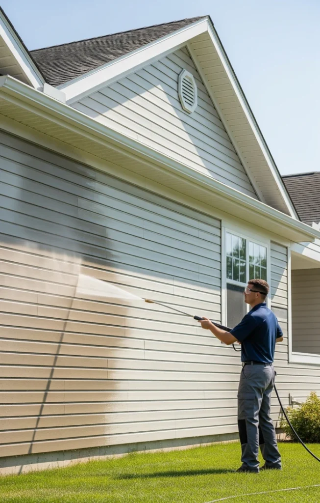 a power washer washing the siding of a house in altanta, ga