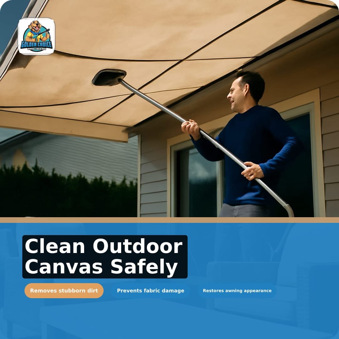 Illustration for The Fabric Safety Blueprint: Cleaning Outdoor Furniture Canvas Awnings Without Damage