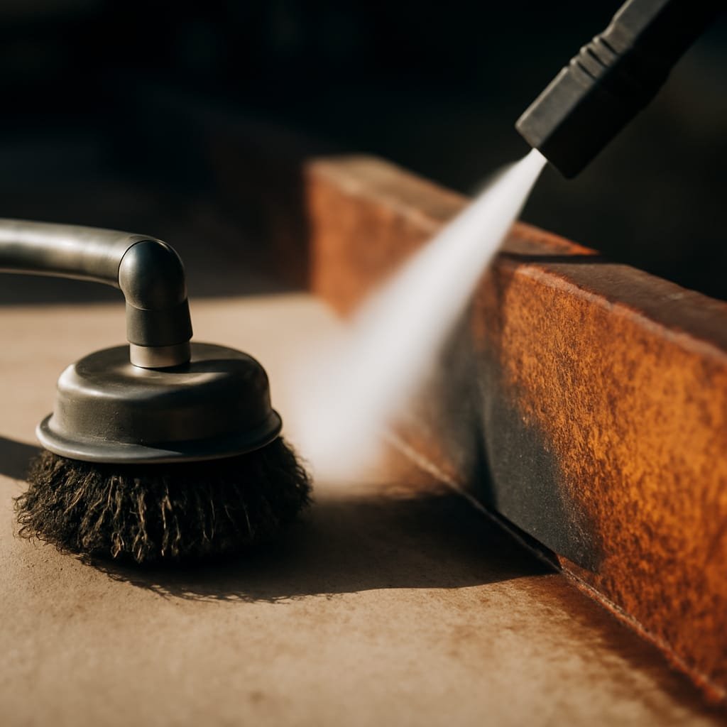 A closer look at Under the Surface: What Happens to Concrete and Stone During Rust Removal